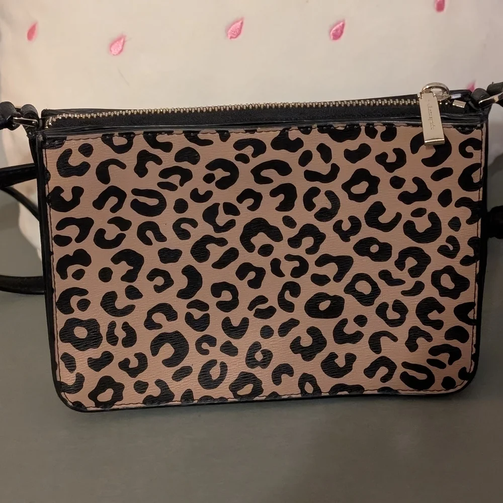 Leopard Print Crossbody Bag in Beige and Black